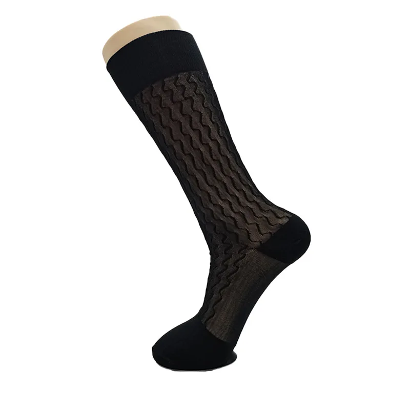 

6 Pairs Large Brand Polyamide Silk Socks Men Luxury High Quality Retro Stockings Fashion Jacquard Wave Long Sheer Socks Man Gift