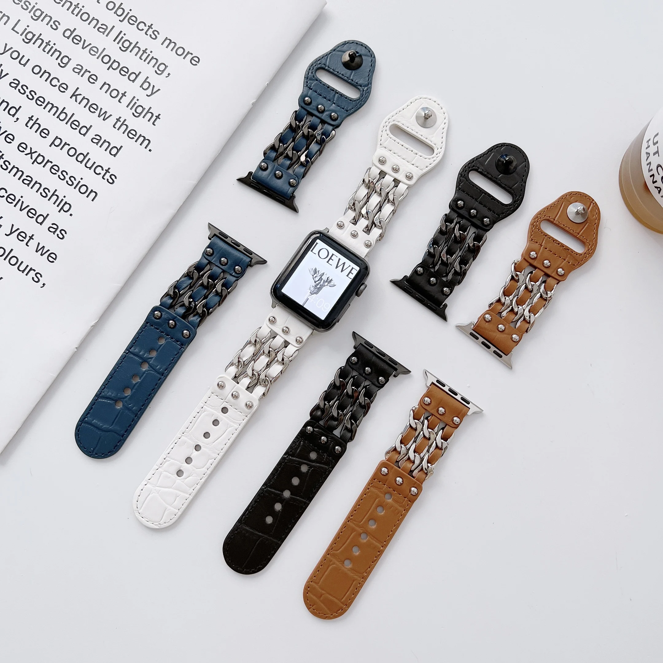 Leather Strap For Apple watch 8 7 45mm 41mm Metal Stainless Steel Denim Chain Bracelet For iWatch 8 7 6 5 4 3 SE 44mm 42mm 40mm
Leather Strap For Apple watch 8 7 45mm 41mm Metal Stainless Steel Denim Chain Bracelet For iWatch 8 7 6 5 4 3 SE 44mm 42mm 40mm