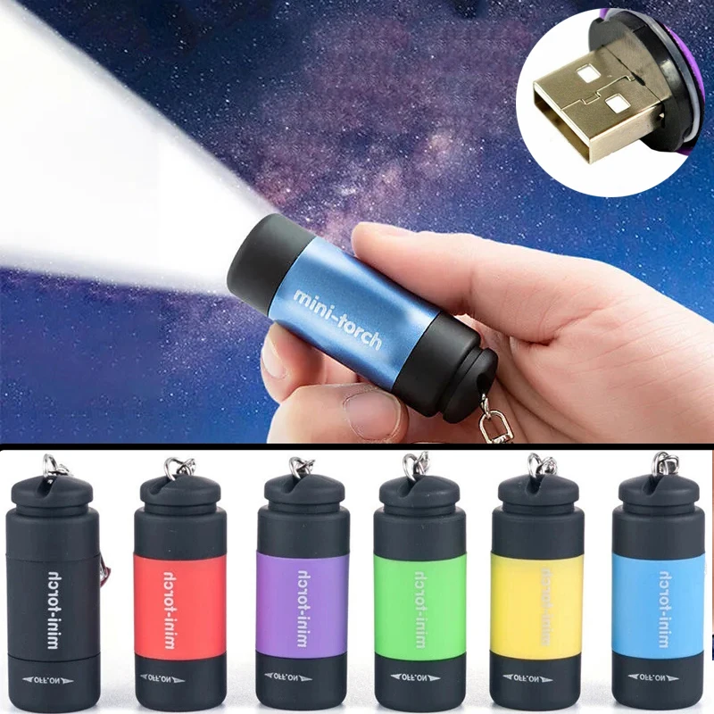 

Led Mini Torches Light USB Rechargeable Portable Flashlight Keychain Torch Lamp Waterproof Light Hiking Camping Flashlights