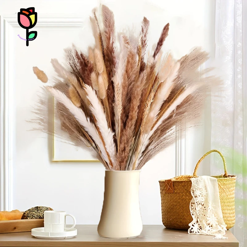 100pcs Natural Fluffy Pampas Grass Dried Flower Bouquet Boho Home Decor Artificial Flowers Eucalyptus Leaves Wedding Decorations
100pcs Natural Fluffy Pampas Grass Dried Flower Bouquet Boho Home Decor Artificial Flowers Eucalyptus Leaves Wedding Decorations