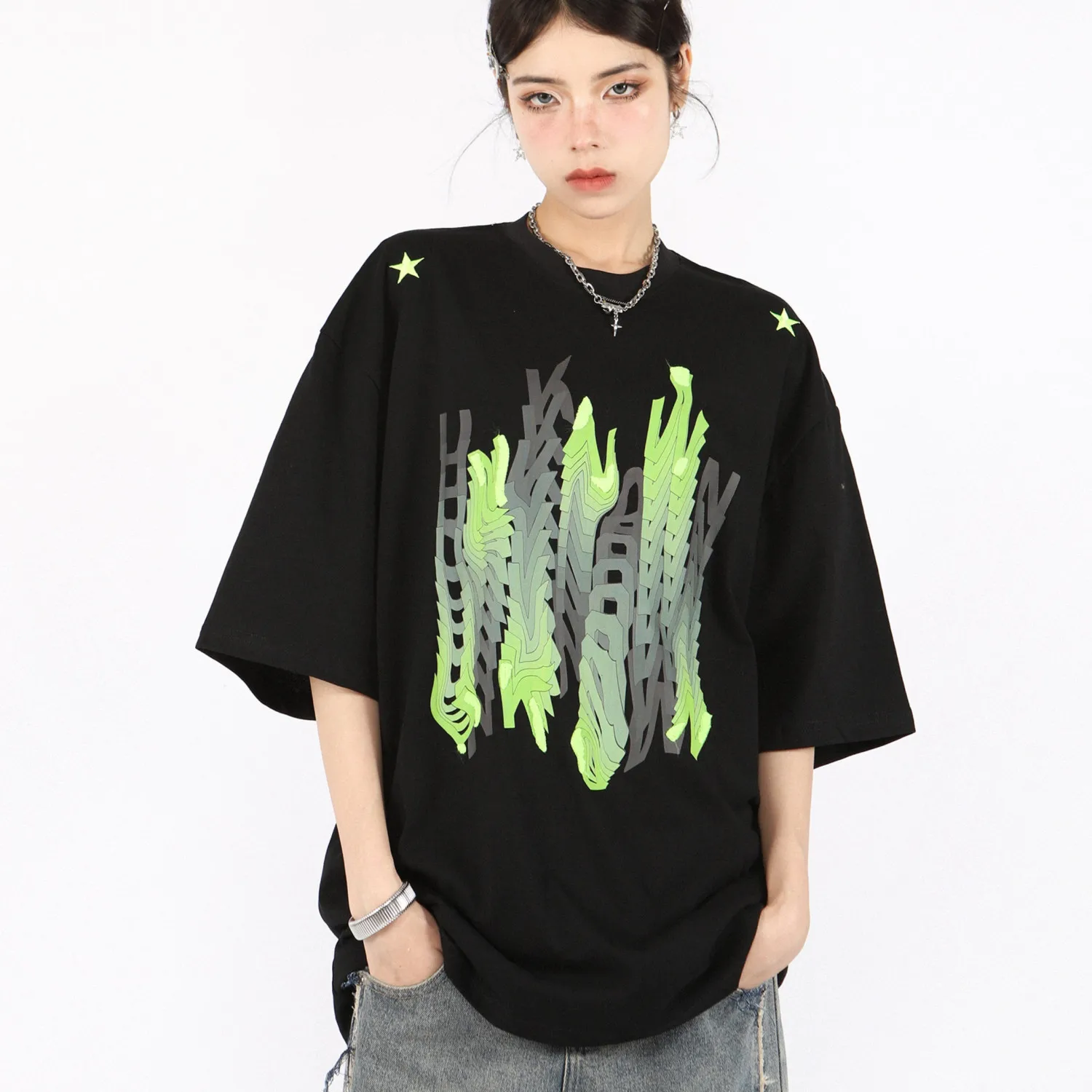 Summer american Retro personality Print Graphic T shirt Fashion Korean Y2K Street Couple Loose Harajuku Street Oversized T shirt
Summer american Retro personality Print Graphic T shirt Fashion Korean Y2K Street Couple Loose Harajuku Street Oversized T shirt