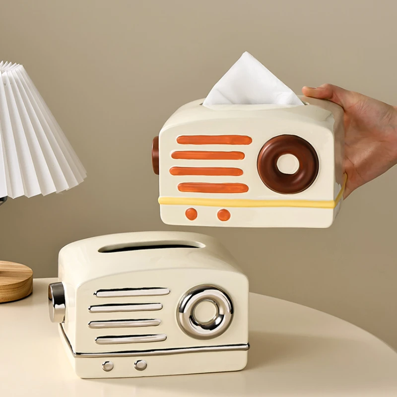 

Radio Cute Tissue Box Household Living Room Creative High-grade Light Luxury Niche High-grade Paper Box Bedroom Study Decoration