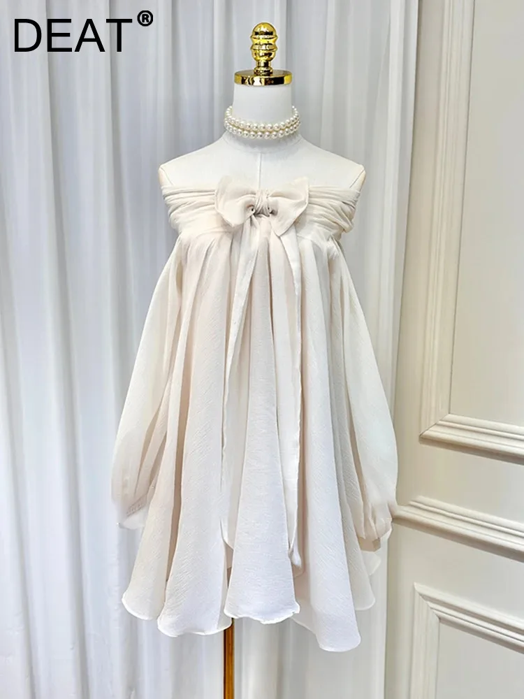 DEAT 2024 Summer Women's Bow Slash Neck Zipper Dress Fashion Trendy Sleeveless Solid Color Party Evening Dresses Female 15C129
DEAT 2024 Summer Women's Bow Slash Neck Zipper Dress Fashion Trendy Sleeveless Solid Color Party Evening Dresses Female 15C129