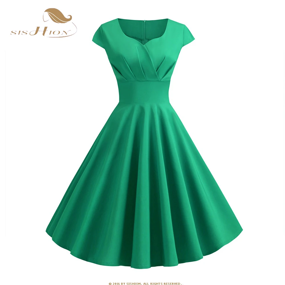 2023 Green Red Pink Summer Dress Women V Neck Big Swing Vintage Dress Femme Elegant Retro Pinup Party Office Midi Dress SR311 
2023 Green Red Pink Summer Dress Women V Neck Big Swing Vintage Dress Femme Elegant Retro Pinup Party Office Midi Dress SR311