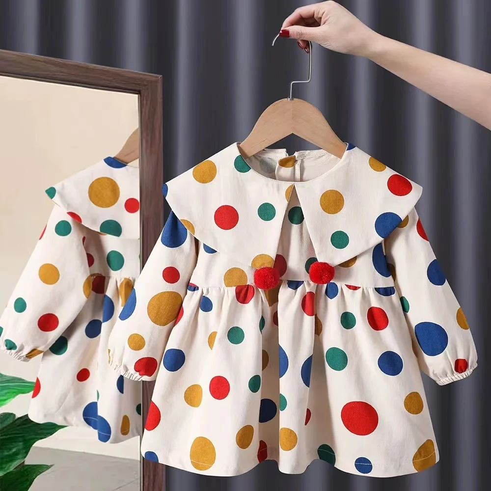Girls Collar Dress Polka Dot Spring And Autumn Sweet Colorful Dress 2023 New Children Baby Fashion Princess Dress
Girls Collar Dress Polka Dot Spring And Autumn Sweet Colorful Dress 2023 New Children Baby Fashion Princess Dress