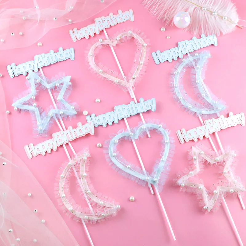 Mesh Gauze Cake Decorations Pink Blue Stars Heart Moon Pearl Cake Toppers Kids Girl Happy 1st Birthday Party Decor Cake Supplies
Mesh Gauze Cake Decorations Pink Blue Stars Heart Moon Pearl Cake Toppers Kids Girl Happy 1st Birthday Party Decor Cake Supplies