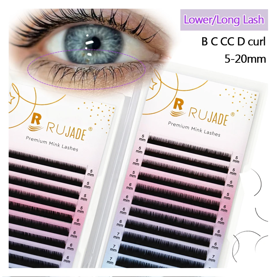 Rujade B Curl Bottom Lower Lashes 5mm 6mm 7mm False Eyelash Extension Soft Silk Matt Black Volume Short Under Individual Eyelash
Rujade B Curl Bottom Lower Lashes 5mm 6mm 7mm False Eyelash Extension Soft Silk Matt Black Volume Short Under Individual Eyelash