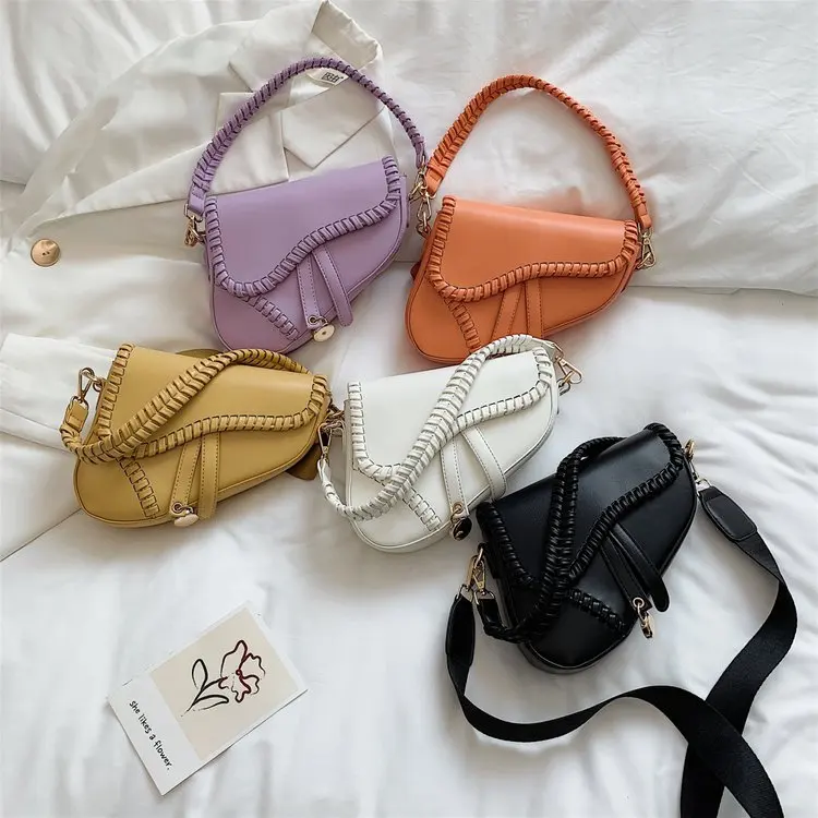 

Women's Shoulder Saddle Bag Retro Ladies Luxury Designer Pu Leather Clutch Purse Small Braid Crossbody Bag Satchel Bags Handbags