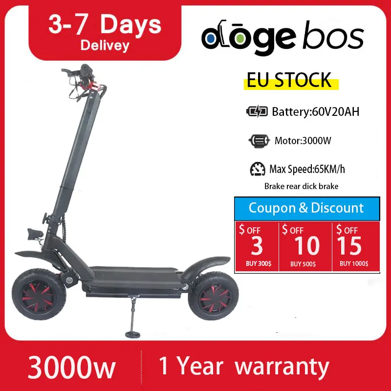 DOGEBOS 3000W Electric Scooter 10 Inch 60Km/H Adult Foldable Electric Kick Scooter Strong Power 60V20AH Lithium Battery Escooter
DOGEBOS 3000W Electric Scooter 10 Inch 60Km/H Adult Foldable Electric Kick Scooter Strong Power 60V20AH Lithium Battery Escooter