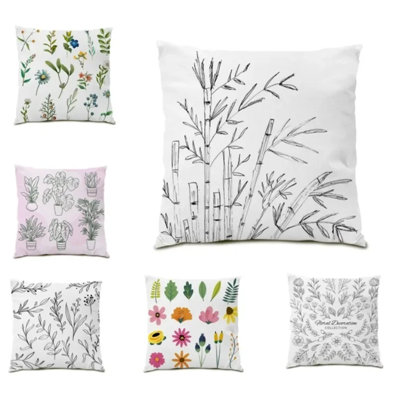 

Forest Tree Leaves Cushion Cover Bamboo Pillow Cover Modern Simple Art Decorative Pillowcase Sofa Home Decor Items DF1272