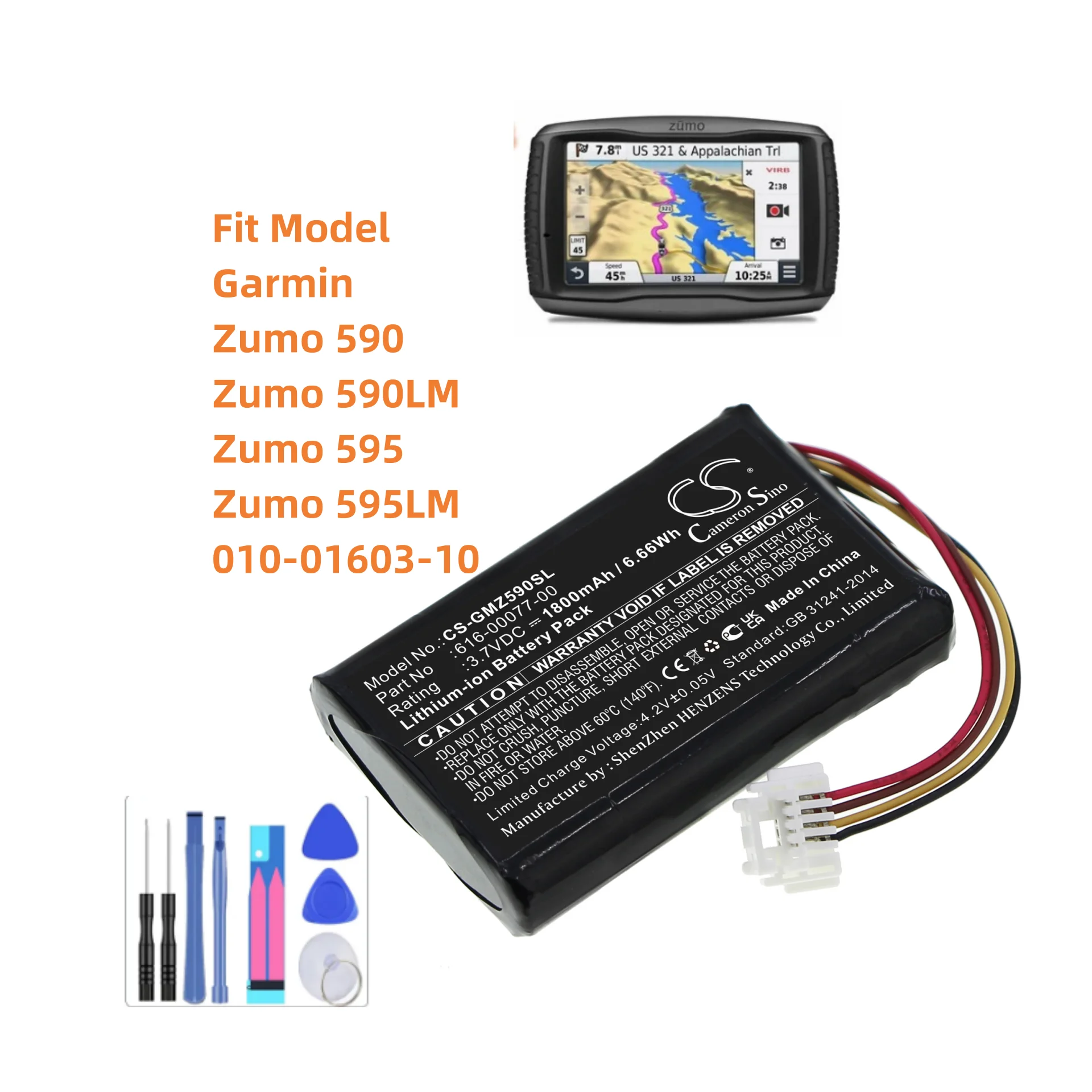 

GPS, Navigator Battery For Garmin 010-12110-003 361-00077-00 00077-10 616-00077-00 10 Zumo 590 590LM 595 595LM 010-01603-10