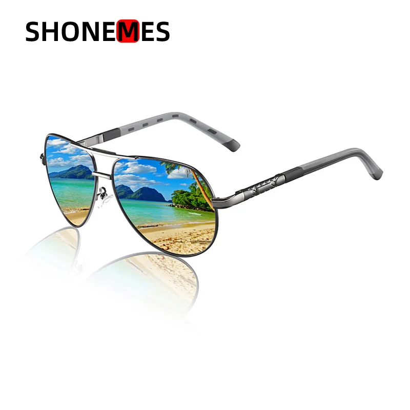 

ShoneMes Polarized Sunglasses Men Mirror Metal Frame Pilot Shades Outdoor Driving UV400 Sun Glasses for Male