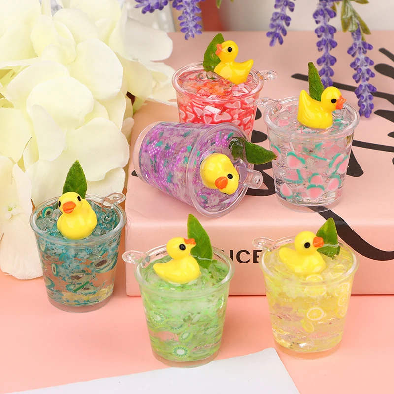 

1Pc Mini Fluorescent Little Yellow Duck Cup Drink Cup Ice Bucket Cup Micro Landscape Ornament Dollhouse Miniature Decoration
