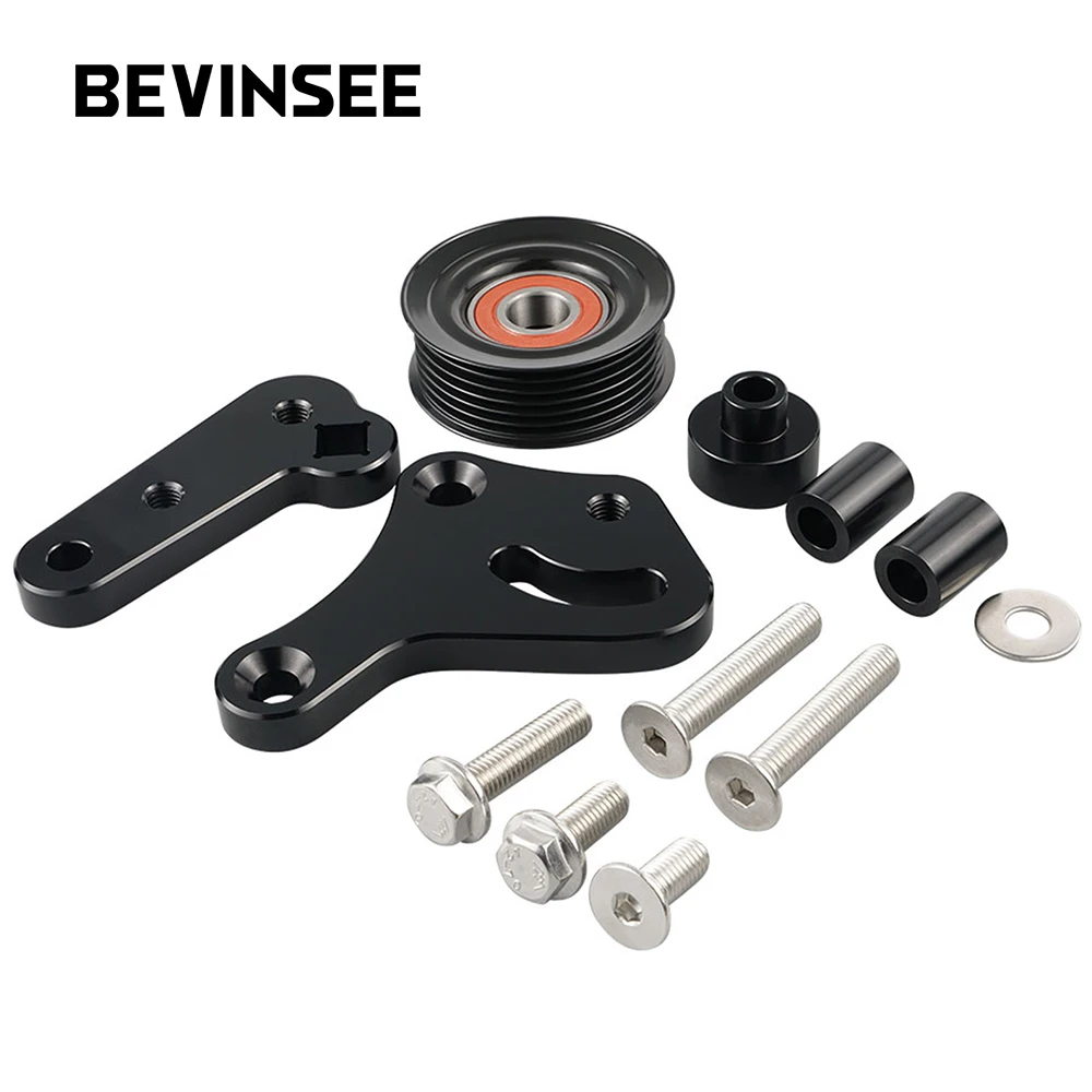 

BEVINSEE Manual Belt Tensioner w/Pulley Aluminum Kits For LS1 Camaro 1998-02 For Z28 SS Firebird Formula Trans Am WS6 LS LS2 GTO