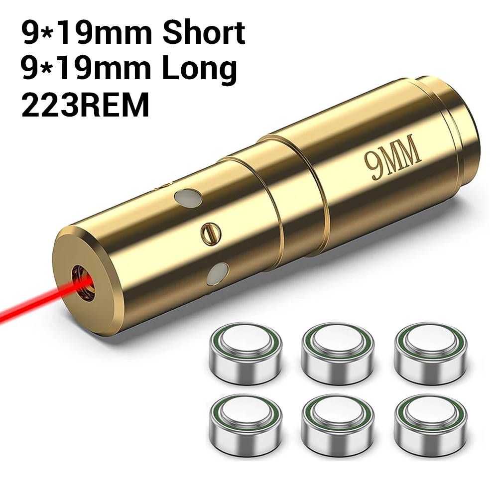 

Tactical Bore Sight for .223 9mm Red Laser Boresighter for Sights and Scopes Hunting Gun Rifle Cartridge Brass Laser Boresighter