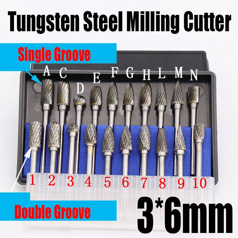 1PCS 3*6mm Tungsten Steel Grinding Head Milling Cutter Hard Alloy Rotary File For Polishing Carving Deburring Abrasive Tool
1PCS 3*6mm Tungsten Steel Grinding Head Milling Cutter Hard Alloy Rotary File For Polishing Carving Deburring Abrasive Tool