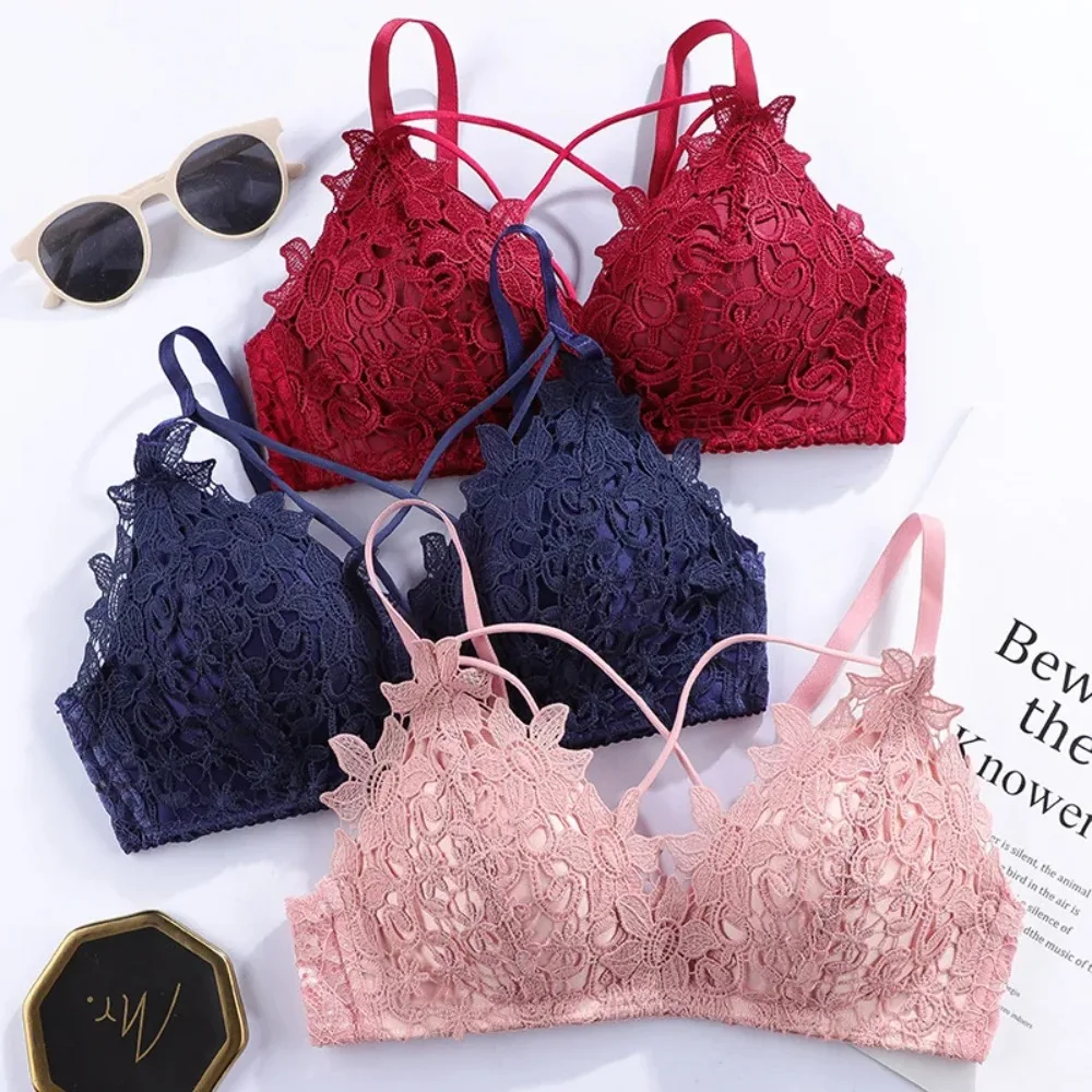 

Sexy Women Lace Floral Embroidery Bralette Sexy Lingerie Comfort Seamless Adjusted Bras for Women Wireless Push Up Bra Underwear