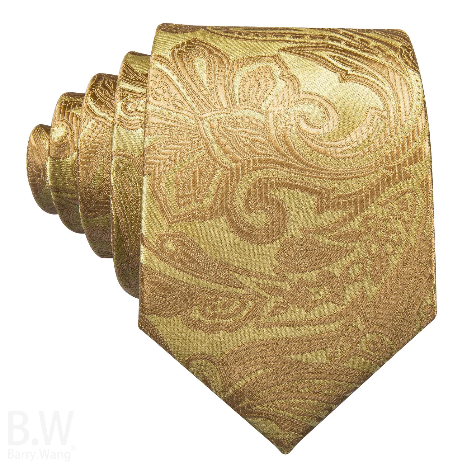 

Barry.Wang Gold Floral Silk Men Tie Handkerchief Cufflinks Set Jacquard Blue Red Green Necktie for Male Wedding Business Party