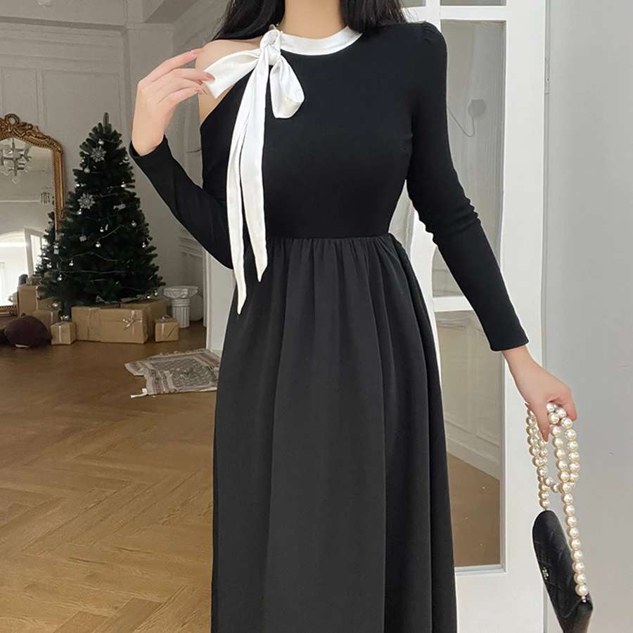 Hollowed Out Women's A-line Dress Streamer O Neck Full Sleeve Slim Waist Solid Long Skirt Elegant Party Club Women Vestido
Hollowed Out Women's A-line Dress Streamer O Neck Full Sleeve Slim Waist Solid Long Skirt Elegant Party Club Women Vestido