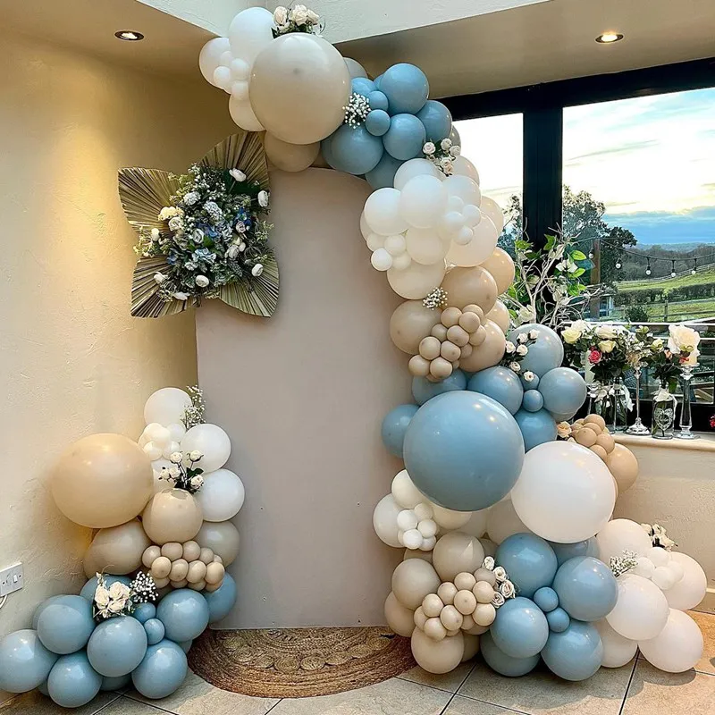 

124/156pcs Dusty Blue Beige Balloon Garland Arch Kit Ocean Theme Party Decor Birthday Wedding Supplies Balloons Baby Shower