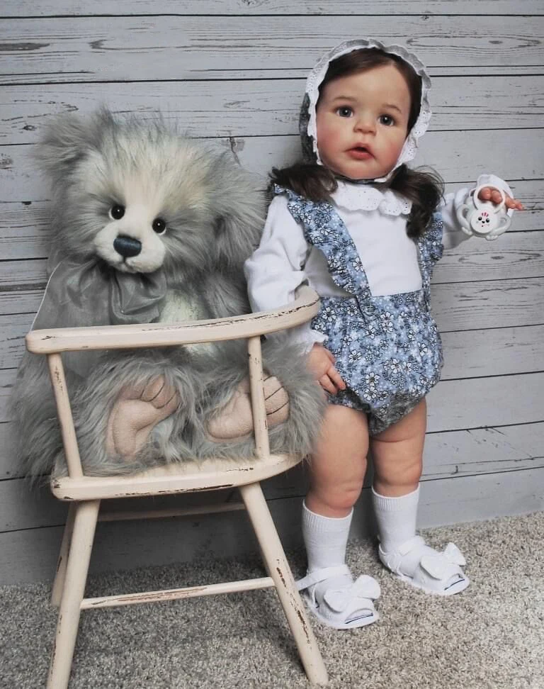 

FBBD 24inch Reborn Toddler Girl Doll Already Painted Finished Sandie Popular Lifelike Soft Touch 3D Skin Art Doll