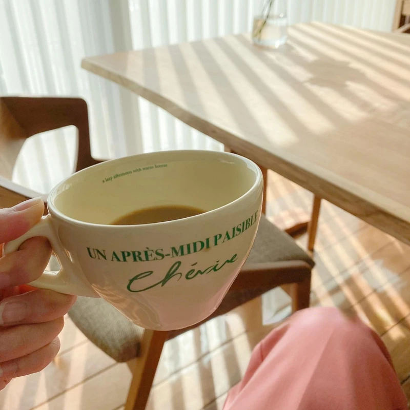 Korean Niche Chic Retro French Alphabet Cream Yellow Green Ceramic Coffee Cup and Saucer Eight-inch Dessert Plate
Korean Niche Chic Retro French Alphabet Cream Yellow Green Ceramic Coffee Cup and Saucer Eight-inch Dessert Plate