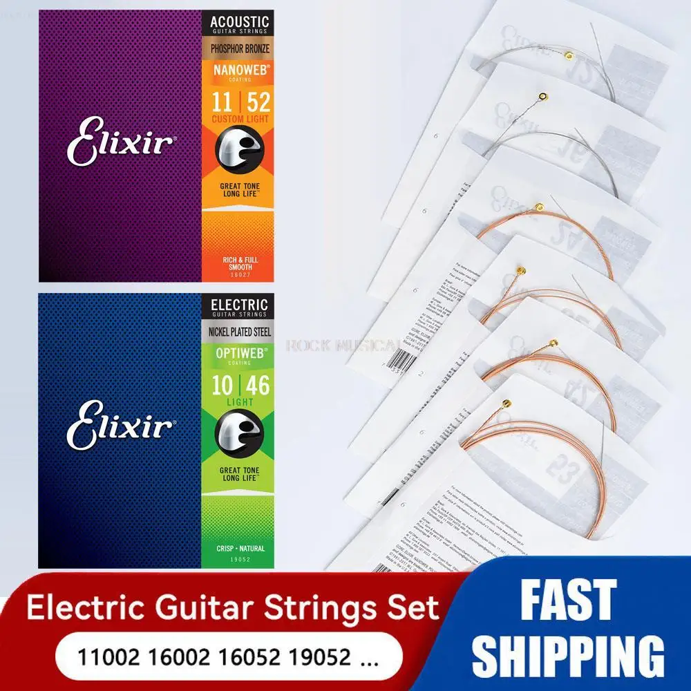 

Elixir Electric Guitar Strings For Acoustic Phosphor Bronze NANOWEB Coating 80/20 Nickel 11002 16027 12052 Rock Guitar Accessory