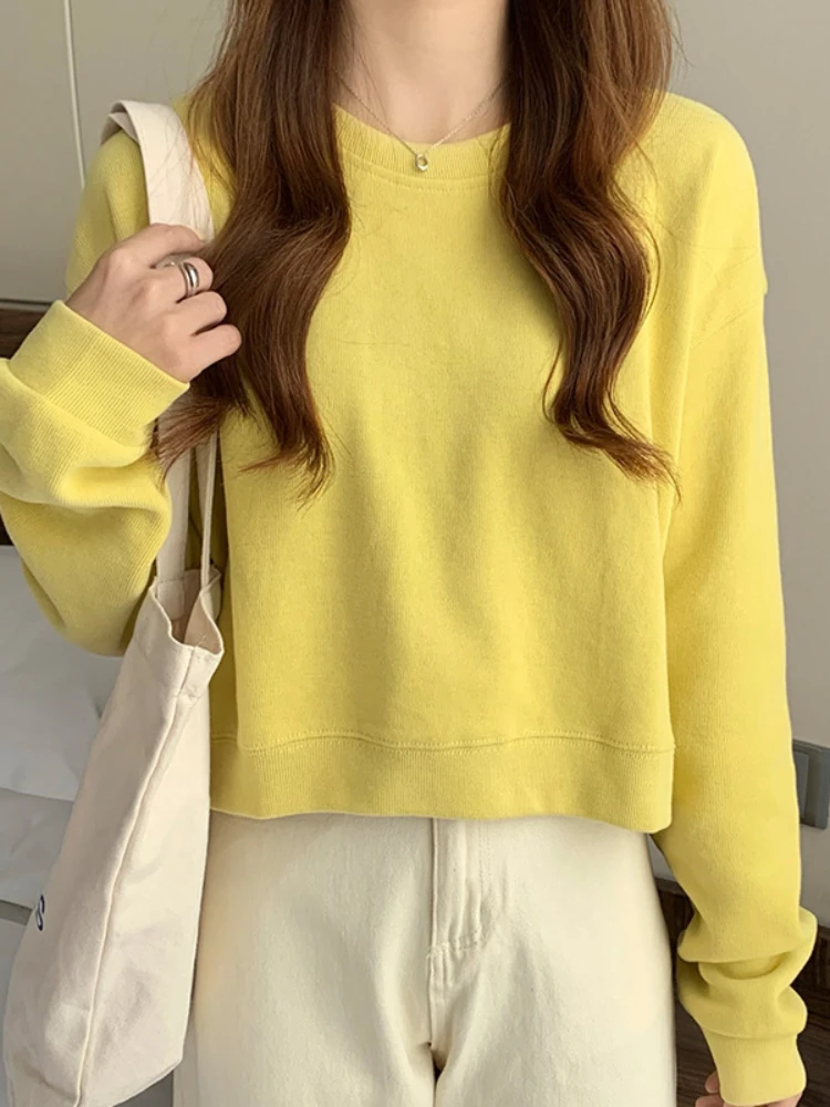 Hoodies Loose Simple Pullover Solid Cropped Sweatshirts Long Sleeve Tops Spring Autumn New Hoodies Korean Fashion Women Clothing
Hoodies Loose Simple Pullover Solid Cropped Sweatshirts Long Sleeve Tops Spring Autumn New Hoodies Korean Fashion Women Clothing