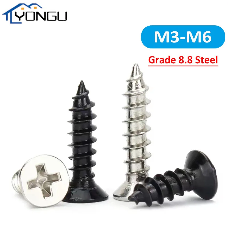 M3-M6 Black Carbon Steel 8 Grade Countersunk Hex Self Tapping Screw Nickel Plated High-strength Flat Head Wood Screw
M3-M6 Black Carbon Steel 8 Grade Countersunk Hex Self Tapping Screw Nickel Plated High-strength Flat Head Wood Screw