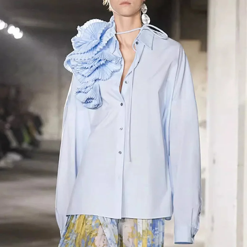 French Fashion Splicing Pleated Three-Dimensional Flowers Casual Shirt Loose Long Sleeve Blouses Elegant Runway Autumn New 2023
French Fashion Splicing Pleated Three-Dimensional Flowers Casual Shirt Loose Long Sleeve Blouses Elegant Runway Autumn New 2023