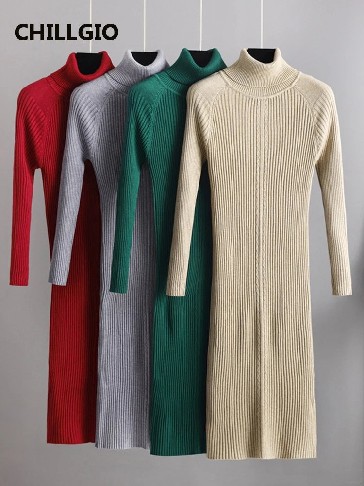 CHILLGIO Women Winter Thicken Turtleneck Dress Warm Long Sleeve Fashion Basics Vestido Solid Slim Bodycon Sheath Sweater Dresses
CHILLGIO Women Winter Thicken Turtleneck Dress Warm Long Sleeve Fashion Basics Vestido Solid Slim Bodycon Sheath Sweater Dresses