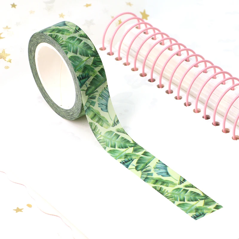 

2022 NEW 1PC 15mm*10m Decorative Spring Banana Leaf Washi Tape Scrapbooking Masking Tape Office Supply mask washi tape