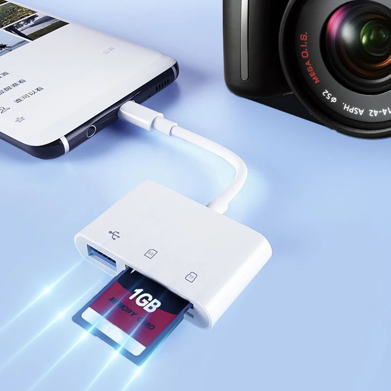 3 Port Type-C Card Reader PC Phone Camera TF Micro SD Memory Card OTG Converter for iPhone Android USB Disk Adapter Connector
3 Port Type-C Card Reader PC Phone Camera TF Micro SD Memory Card OTG Converter for iPhone Android USB Disk Adapter Connector