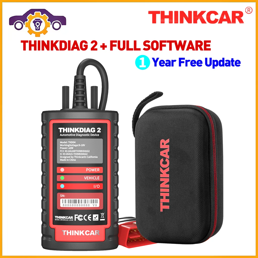 

THINKCAR ThinkDiag 2 все программное обеспечение 1 ГОД бесплатное обновление автомобильный диагностический инструмент Поддержка CAN FD ECU программирование активный тест OBD2 сканер