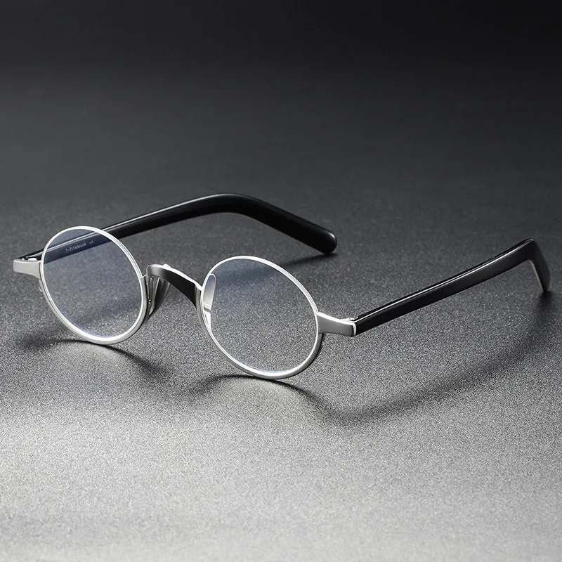 

Оправа для очков Мужская/женская из ацетатного титана, небольшая винтажная круглая оптическая оправа, Полуободковые очки для компьютера