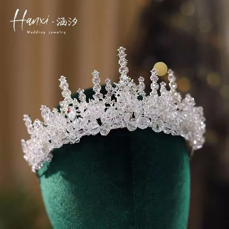 

CC Crystal Crown Wedding Accessories Women Headbands Bridal Headpiece Engagement Hair Ornaments Shining Tiaras and Crowns QS60