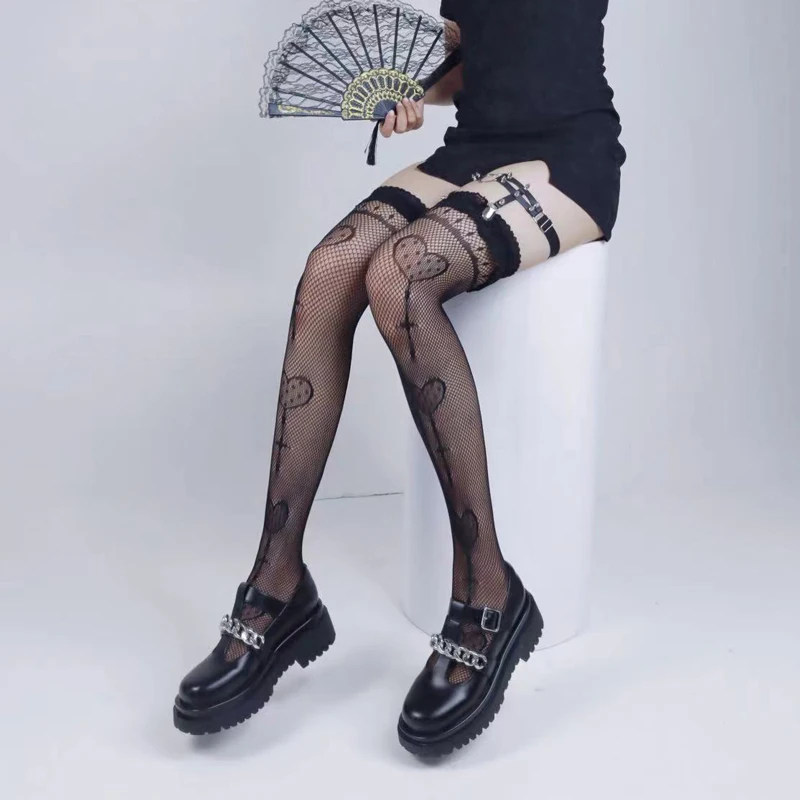 Gothic Dark Love Over-knee Socks Female Japanese Harajuku Lace Hollow Out Thigh High Stockings Cute Bottoming Stockings Woman
Gothic Dark Love Over-knee Socks Female Japanese Harajuku Lace Hollow Out Thigh High Stockings Cute Bottoming Stockings Woman