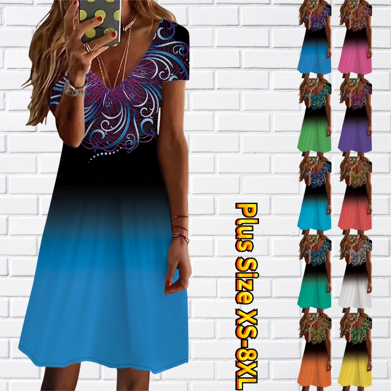 2023 V-neck Short-sleeved Skirt Sexy Fashion Slim Skirt New Design Printed Knee-length Skirt Summer Women's Elegant Loose Dress
2023 V-neck Short-sleeved Skirt Sexy Fashion Slim Skirt New Design Printed Knee-length Skirt Summer Women's Elegant Loose Dress