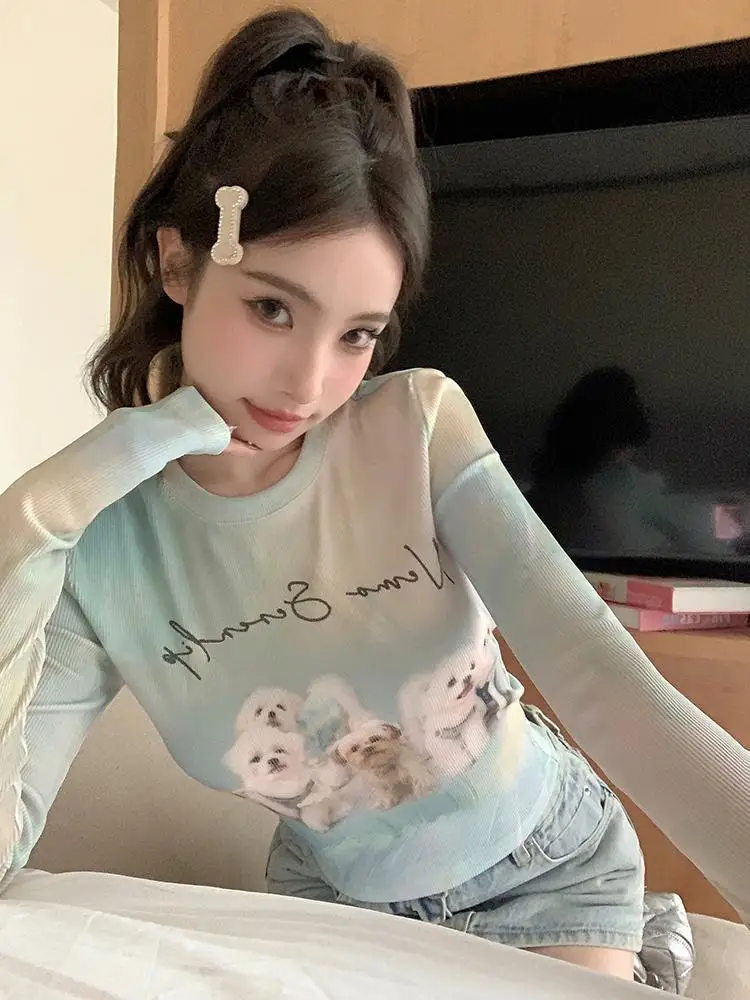 ADAgirl Tie Dye Funny Doggy Print T-shirts for Women Kawaii Cat Graphic Long Sleeve Tees Japan Style Y2k Aesthetics Clothes Chic
ADAgirl Tie Dye Funny Doggy Print T-shirts for Women Kawaii Cat Graphic Long Sleeve Tees Japan Style Y2k Aesthetics Clothes Chic