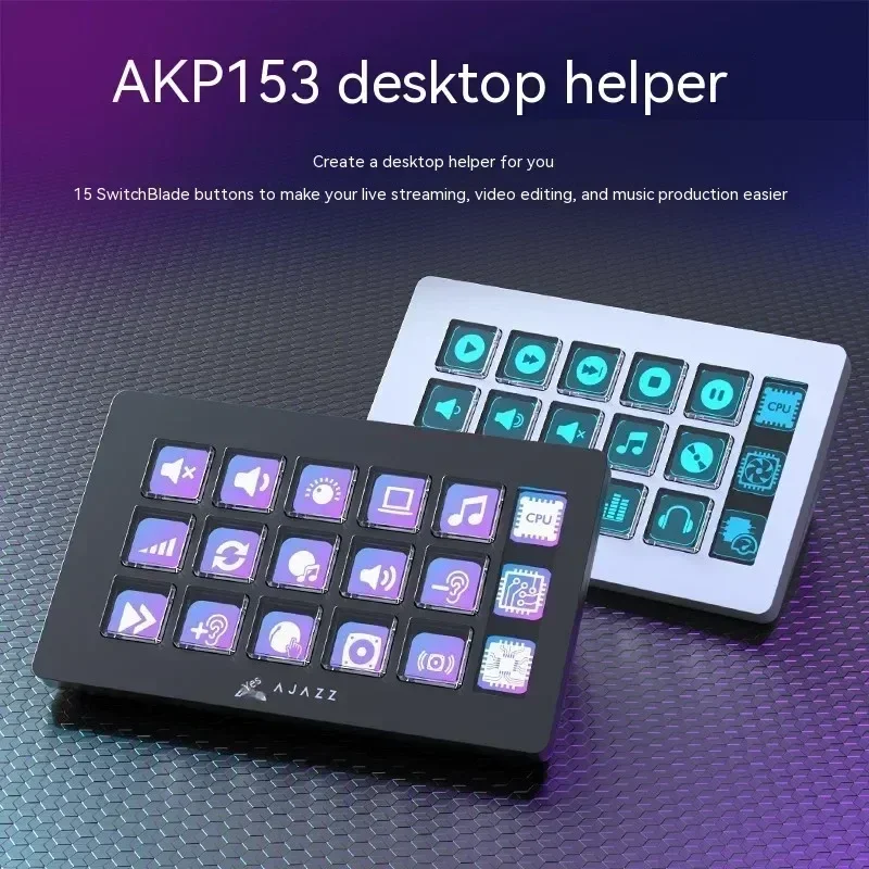 

Ajazz AKP153 Multifunctional Console Panel Mini Keyboard Desktop Assistant Custom Programming Intelligent Display Pc Gamer Mac