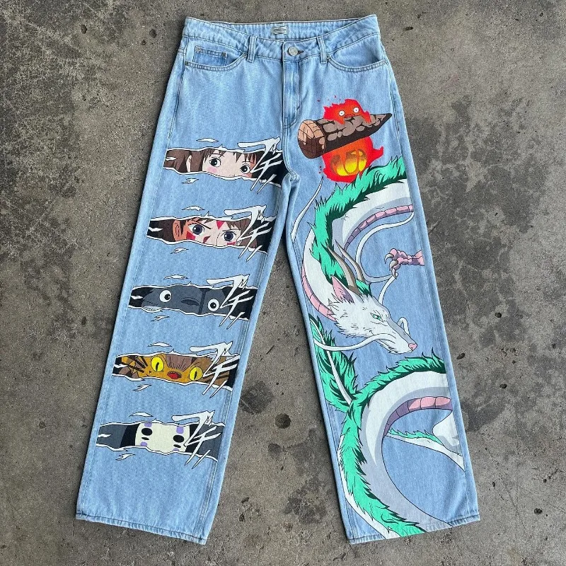 Harajuku Vintage jeans Y2K Anime print pattern high waisted wide leg jeans streetwear men women fashion aesthetic baggy jeans
Harajuku Vintage jeans Y2K Anime print pattern high waisted wide leg jeans streetwear men women fashion aesthetic baggy jeans