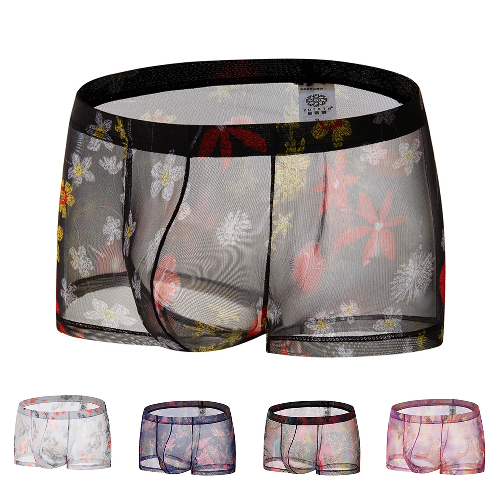 Translucent Mesh Printing Boxer Shorts Men's Sexy Underwear Summer Thin Quick-Drying Breathable Male Trunk See Thorugh Lingirie
Translucent Mesh Printing Boxer Shorts Men's Sexy Underwear Summer Thin Quick-Drying Breathable Male Trunk See Thorugh Lingirie