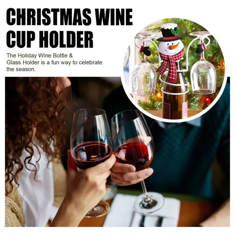 

2022 Christmas Wine Bottle Rack Holder Santa Claus Cup Holder Home Desktop Goblet Display Rack Christmas Party Decor Ornaments