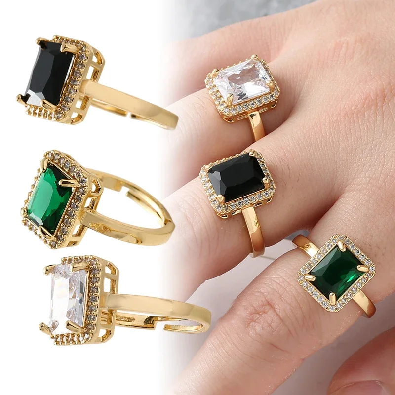 Ring for Women Inlaid Square Zircon Rings Adjustable Copper Gilding Vintage Aesthetic
Ring for Women Inlaid Square Zircon Rings Adjustable Copper Gilding Vintage Aesthetic