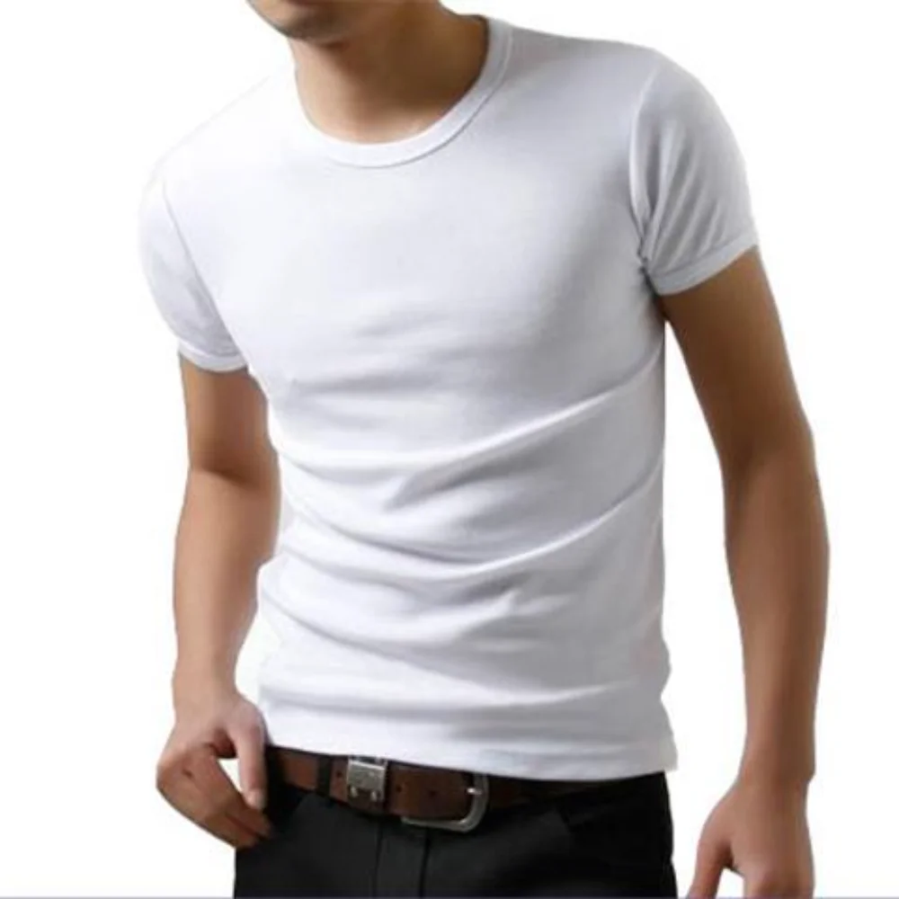 

Новая летняя мужская футболка для спортзала эластичная и приталенная Базовая рубашка для фитнеса быстросохнущая Однотонная футболка с круглым вырезом и коротким рукавом