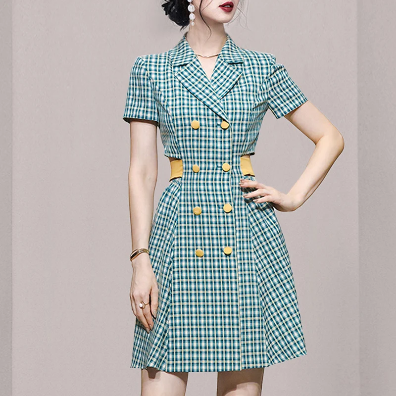 Summer Elegant Office Women Fashion Short Sleeve Blazer Backless Mini Dresses Women Streetwear Female Double Breasted Coats
Summer Elegant Office Women Fashion Short Sleeve Blazer Backless Mini Dresses Women Streetwear Female Double Breasted Coats