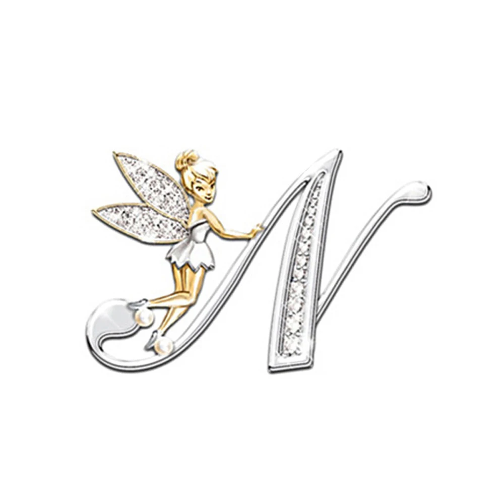Luxury Brooch Elf Angel Alphabet A-Z Letter Lapel Pin Women Rhinestone Metal Glossy Lapel Collar Pin Scarf Clothes Decor Jewelry Luxury Brooch Elf Angel Alphabet A-Z Letter Lapel Pin Women Rhinestone Metal Glossy Lapel Collar Pin Scarf Clothes Decor Jewelry