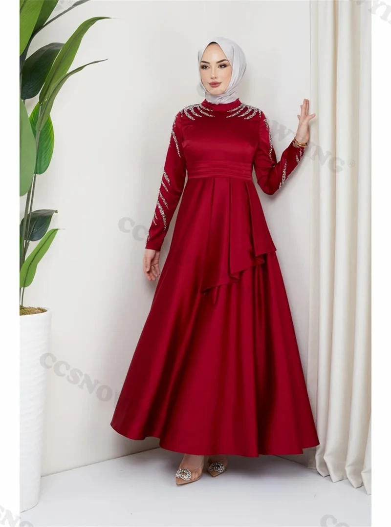 Sleeve Appliques Beaded Muslim Evening Dresses Long Sleeve Islamic Formal Party Gowns High Neck Women Arabic Robes De Soirée
Sleeve Appliques Beaded Muslim Evening Dresses Long Sleeve Islamic Formal Party Gowns High Neck Women Arabic Robes De Soirée