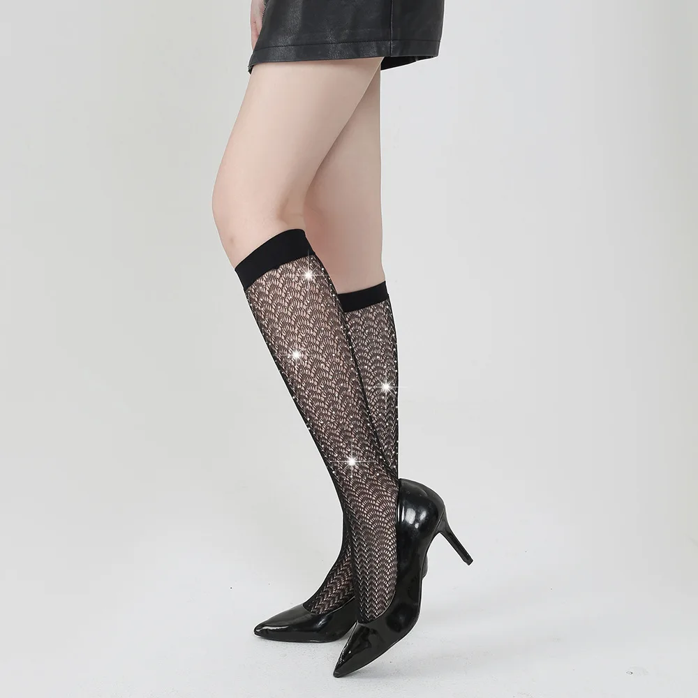 

Sexy Mid-tube Socks Plaid Compression Socks Womens Black Lace Hollow Out Sock Big Tall See Through Sexy Fishnet Stockings Kawaii