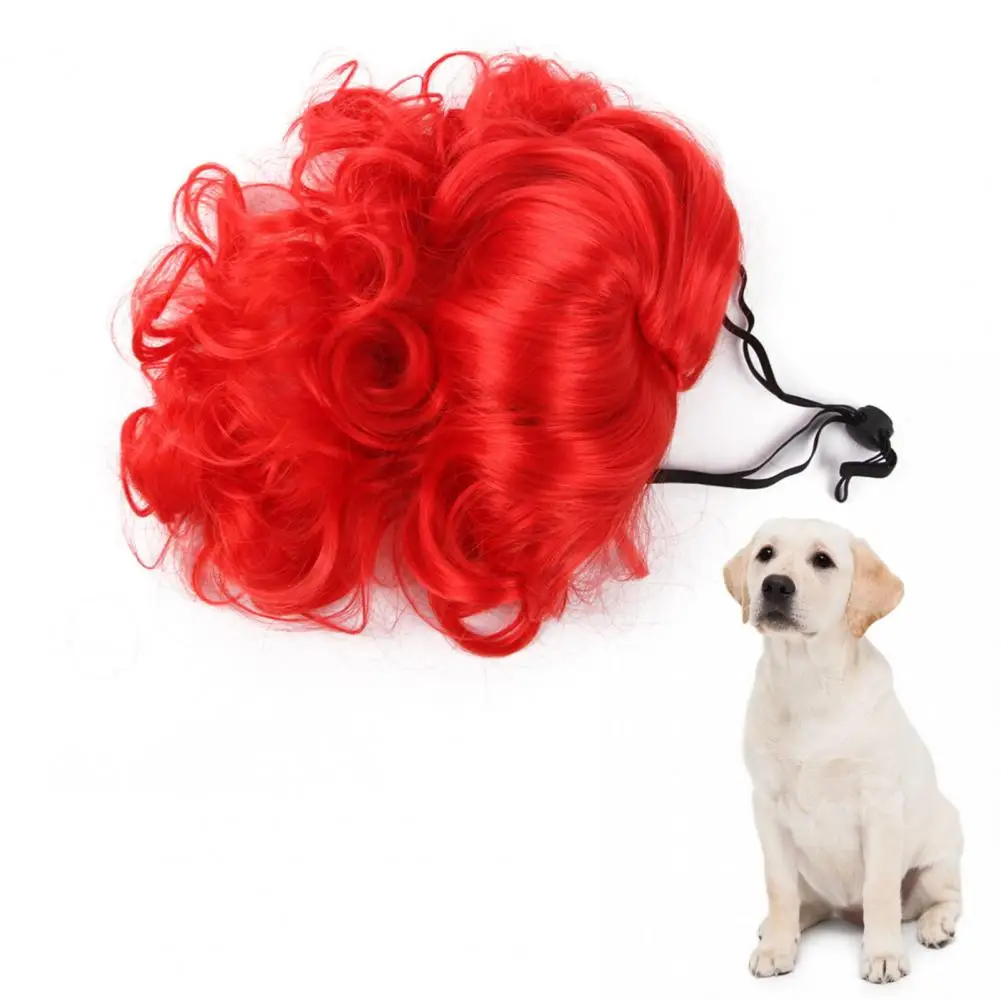 

Fun Pet Wig Attractive Wavy Pet Wig Comfortable Cosplay Headdress for Dogs Cats Non-deformation Adjustable for Cute for Pets